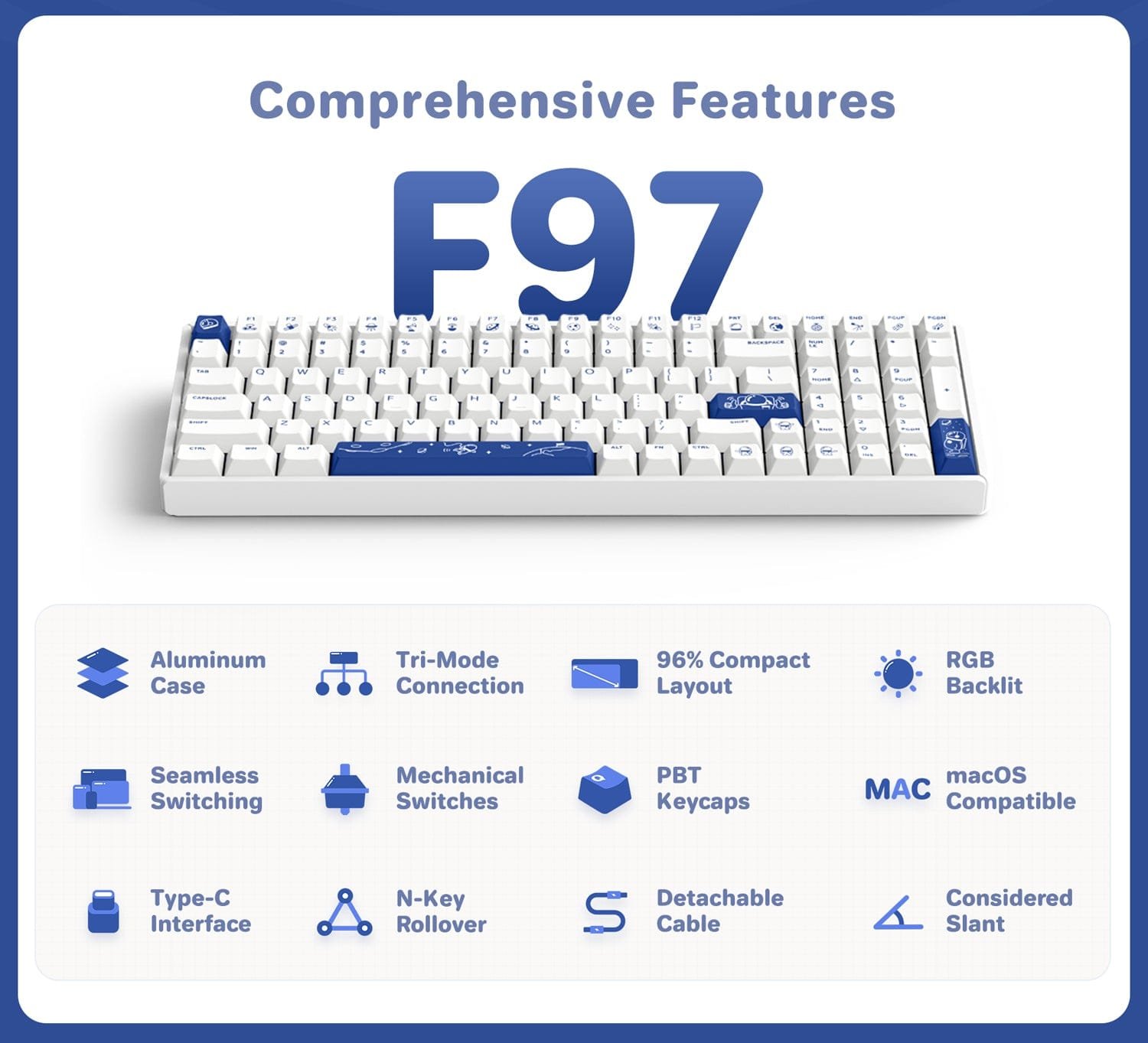 F97 Compact Keyboard Wireless Mechanical Keyboard